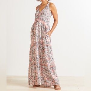 Evereve Roan + Ryan Sadie Tiered Sleeveless V-Neck Flowy Maxi Dress L/XL $108